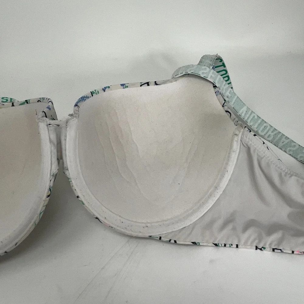 Victoria's Secret 36D T-Shirt Push-Up Bra Full Coverage Floral Logo Underwire